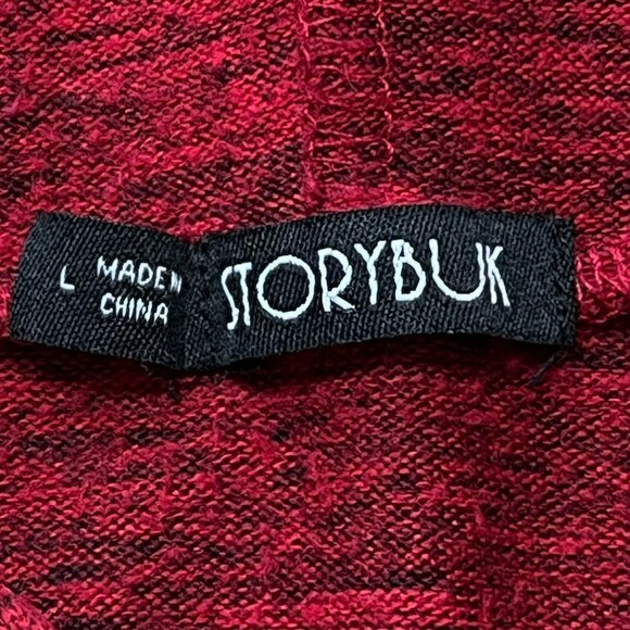 Storybuk Christmas Hoodie Top sz L Studded Kangaroo Pocket Lightweight Red - Picture 4 of 9